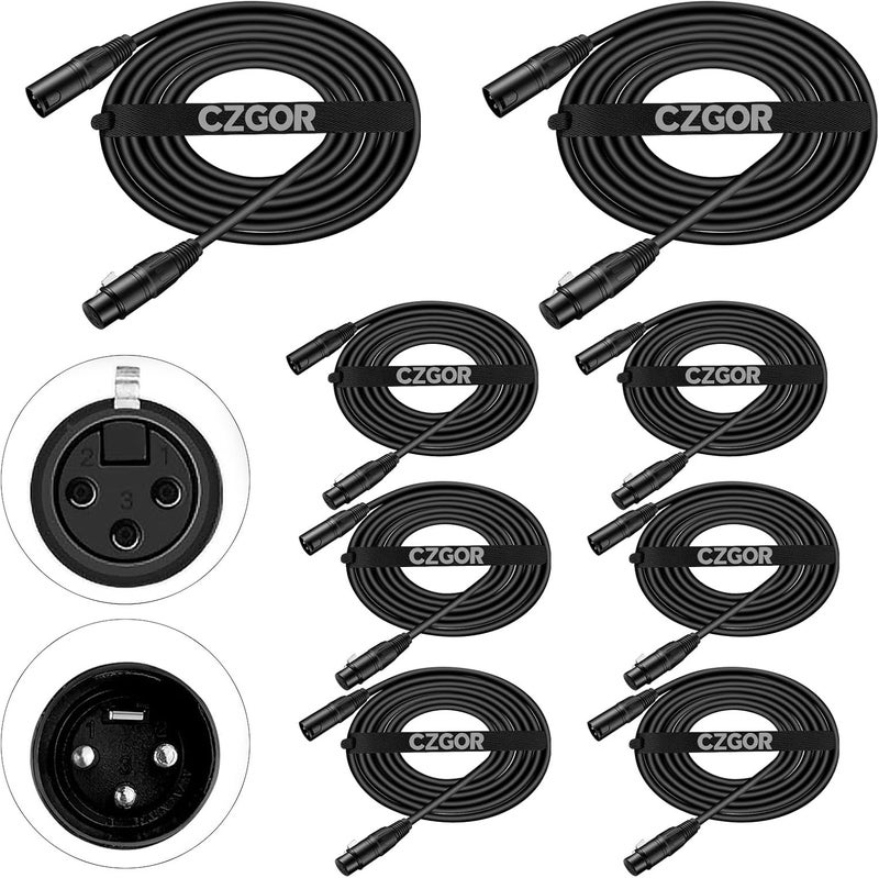 Czgor DMX Cable 10 ft, 8 Pack Flexible 3 Pin Signal XLR Male to Female DMX Cables Wire, Suitable for Stage Lighting Signal XLR Connection Cables for Stage Lights Input & Output - Image 1